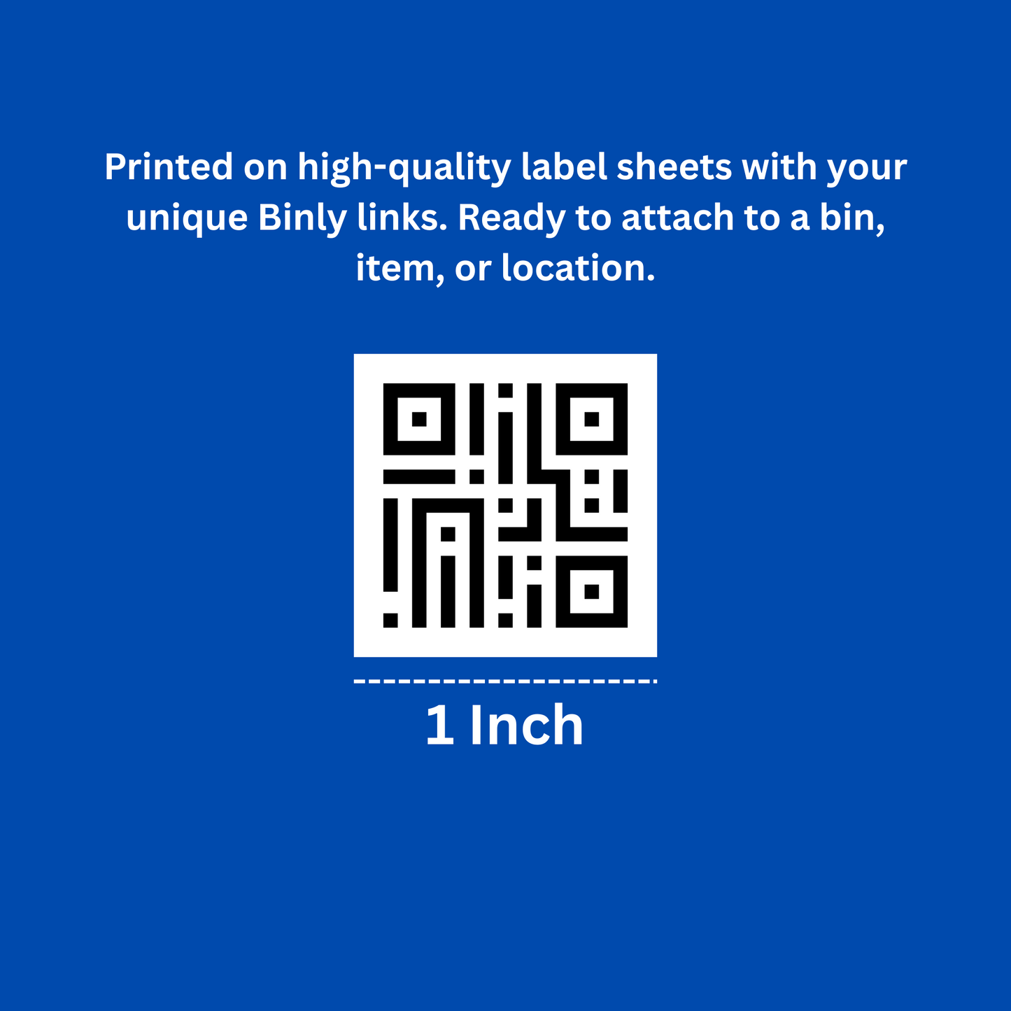 1"x1" Square Label Sheet | 48 Labels | Preprogrammed for Binly