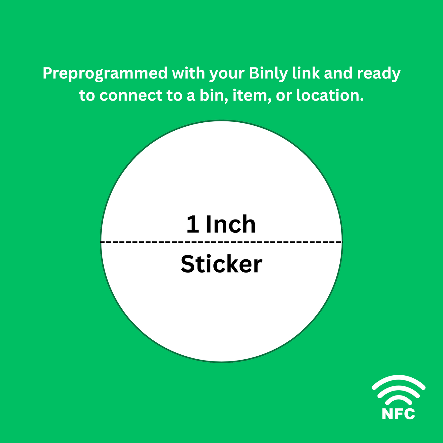 Ten 1" White Round NFC Stickers | Preprogrammed for Binly