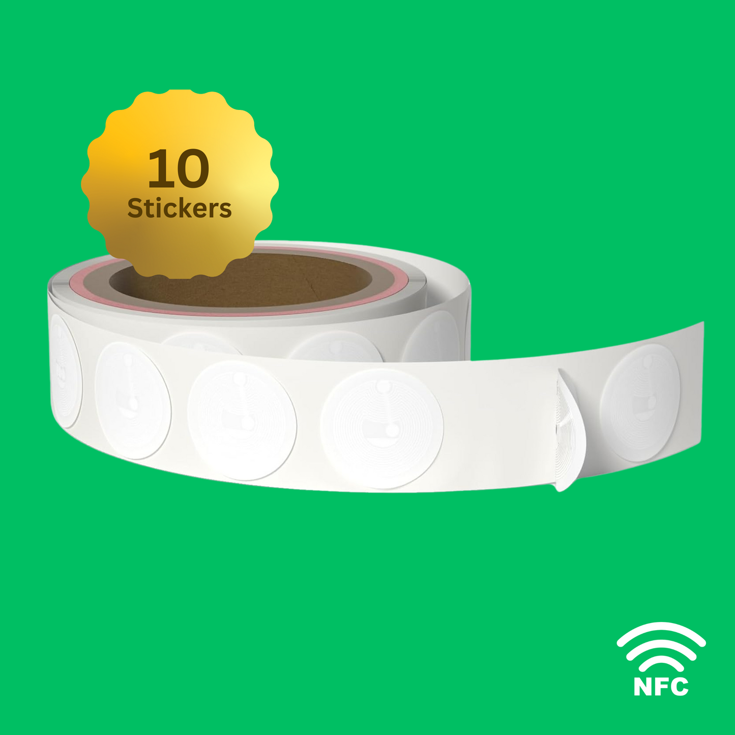 Ten 1" White Round NFC Stickers | Preprogrammed for Binly