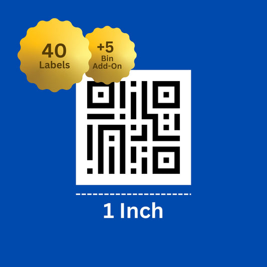 1"x 1" QR Stickers + 5 Bin Add-On | 40 Labels | Preprogrammed for Binly