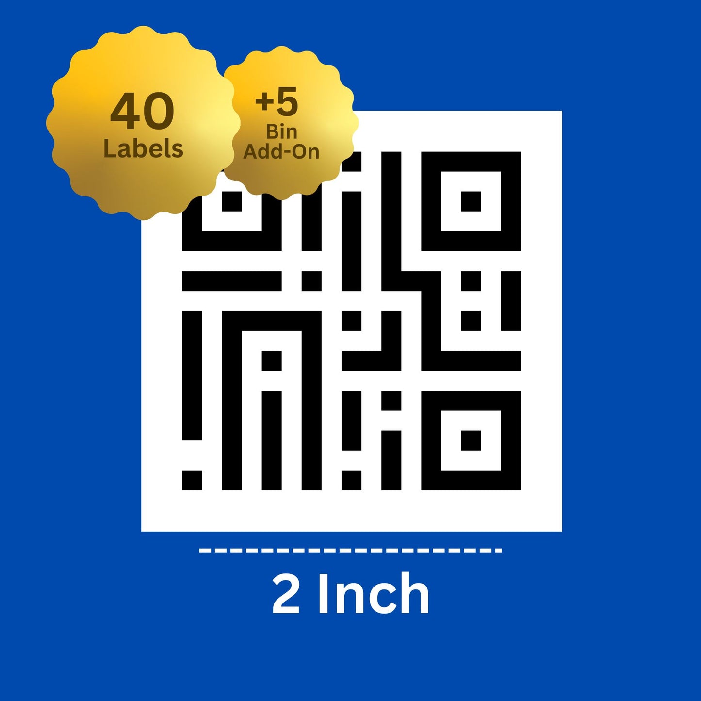 2"x 2" QR Stickers + 5 Bin Add-On | 40 Labels | Preprogrammed for Binly