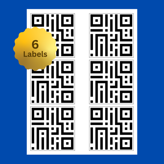 3" x 3" Square Label Sheet | 6 Labels | Preprogrammed for Binly