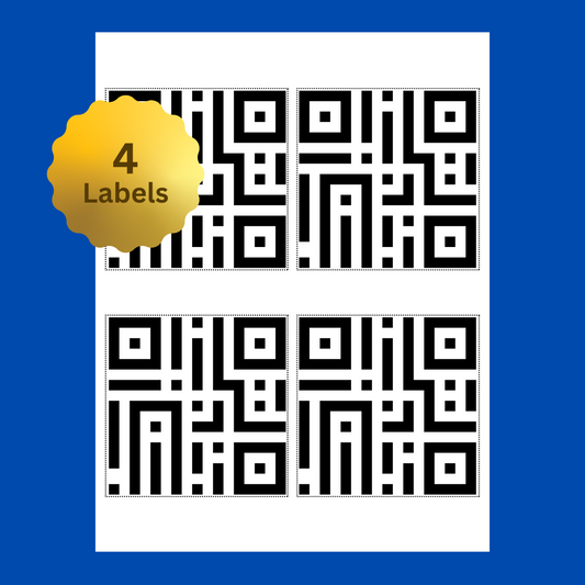 4" x 4" Square Label Sheet | 4 Labels | Preprogrammed for Binly