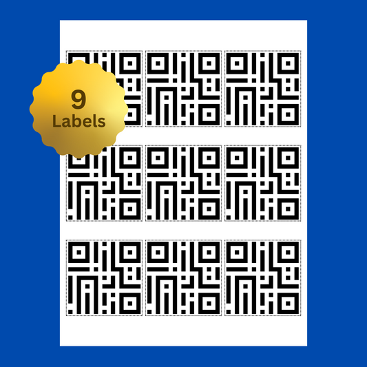 2.5" x 2.5" Square Label Sheet | 9 Labels | Preprogrammed for Binly