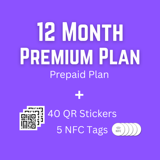 1 Year Binly Premium + 40 QR Stickers + 5 NFC Tags